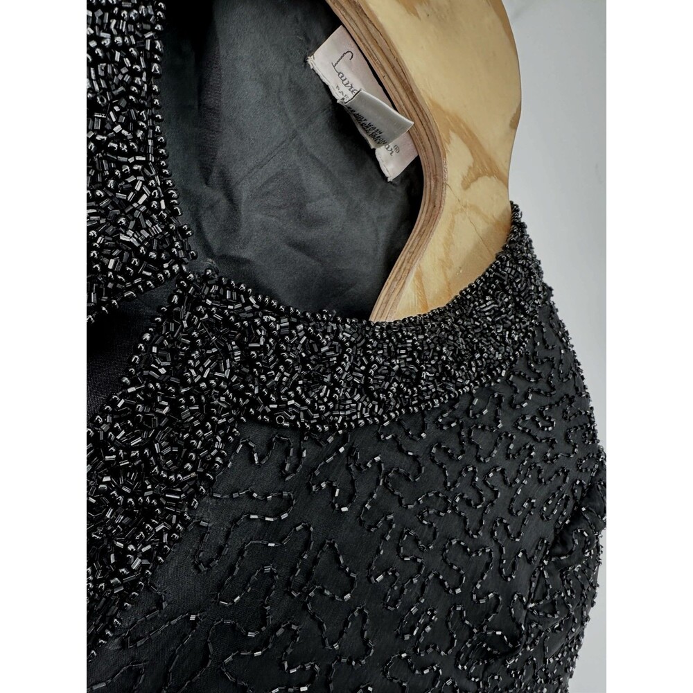 LAURENCE KAZAR York Sequin Party Top Cardigan Cocktail Vintage 100% Pure Silk